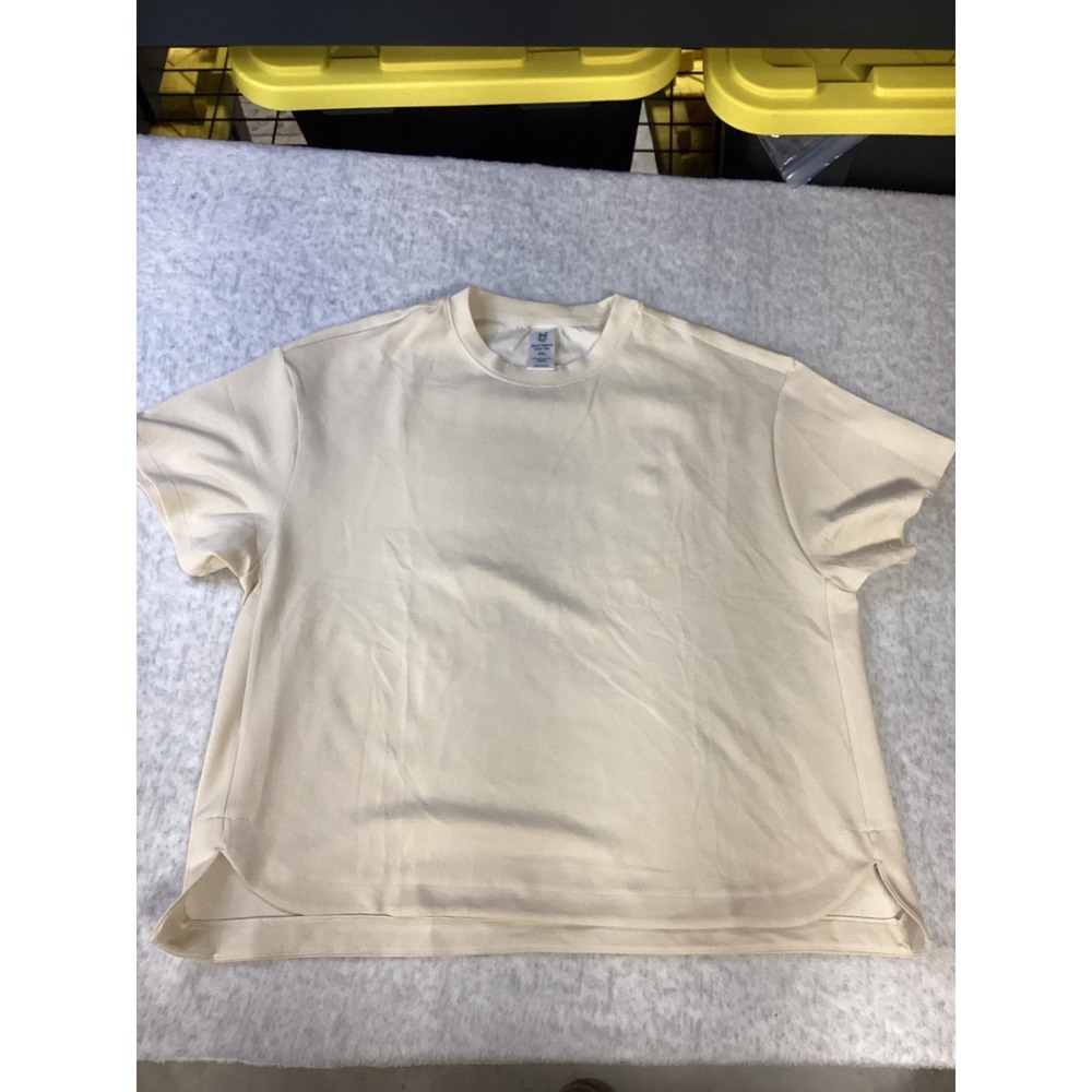 Members Mark Womens XXL Short Sleeve Luxe Tee Cream Ivory Modal Blend Boxy Fit